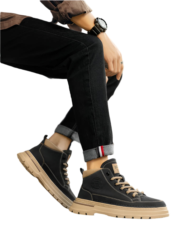 Men's British Retro High-Top Work Boots – Vintage Style Streetwear Footwear