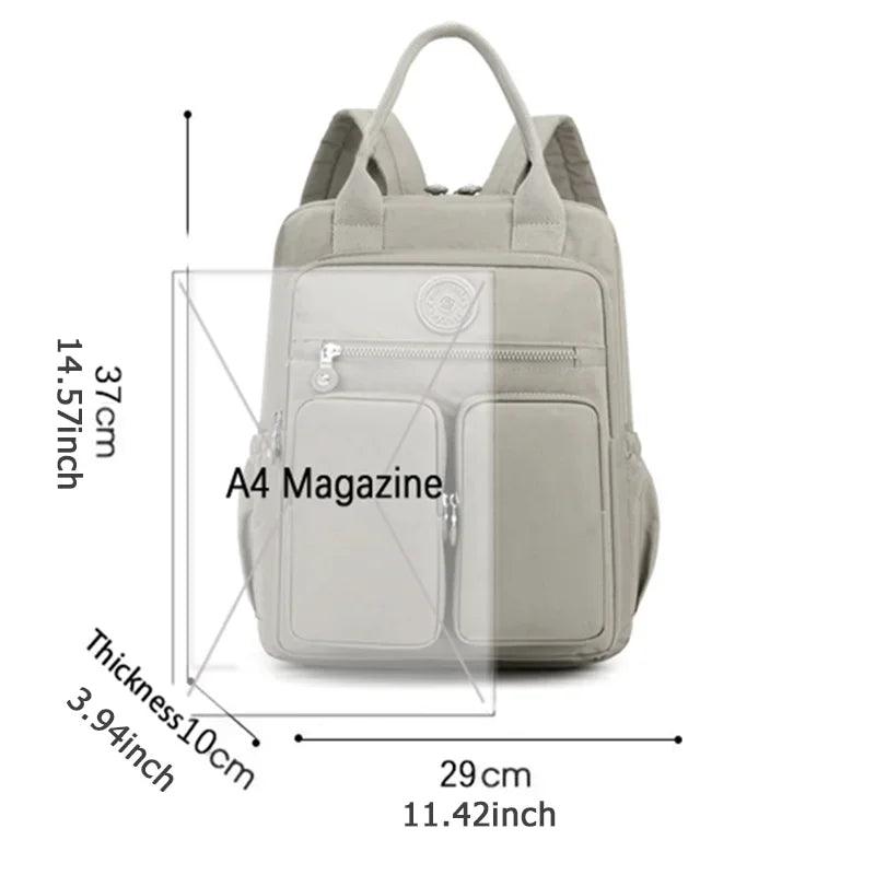 Versatile & Stylish – Waterproof Nylon Multi-Pocket Laptop Backpack for Women