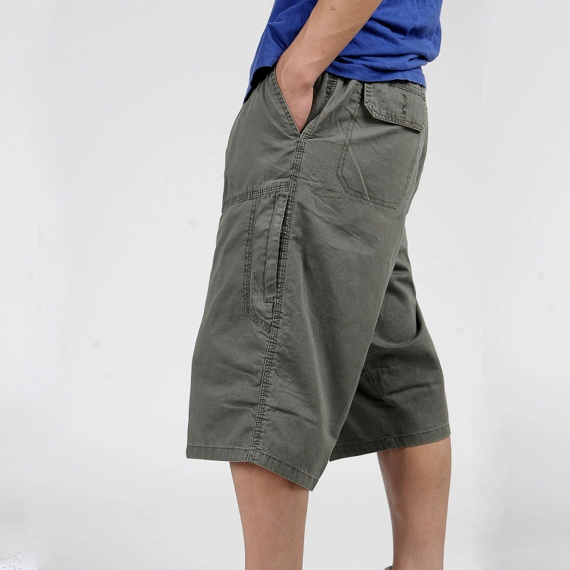 Men's Pure Cotton Workwear Pants: High-Waist, Loose Fit, Extra Large