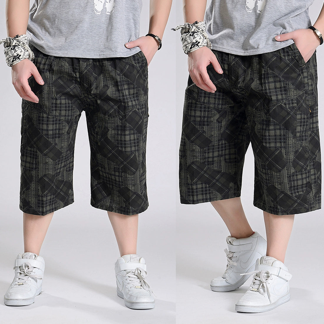 Men's Pure Cotton Workwear Pants: High-Waist, Loose Fit, Extra Large