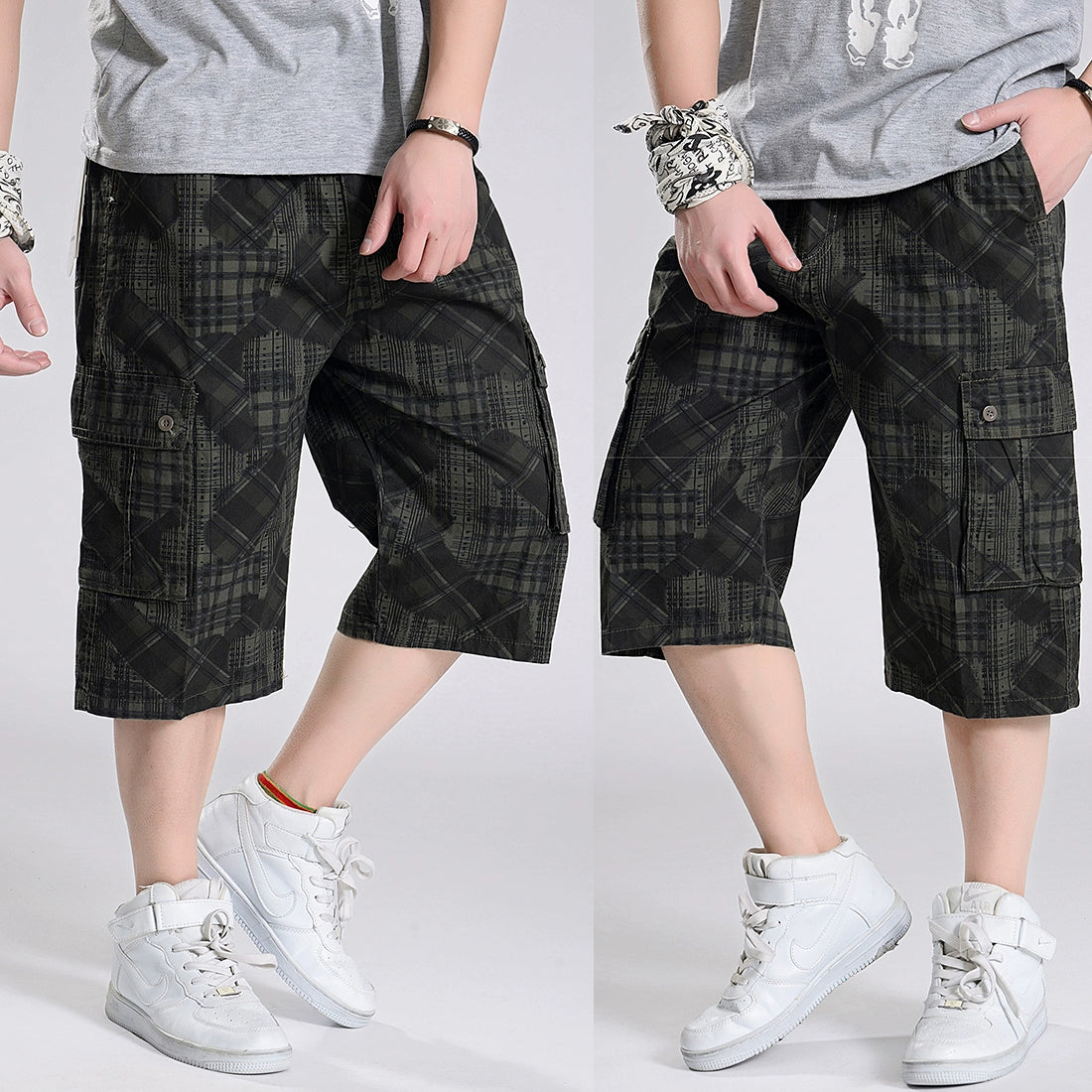 Men's Pure Cotton Workwear Pants: High-Waist, Loose Fit, Extra Large