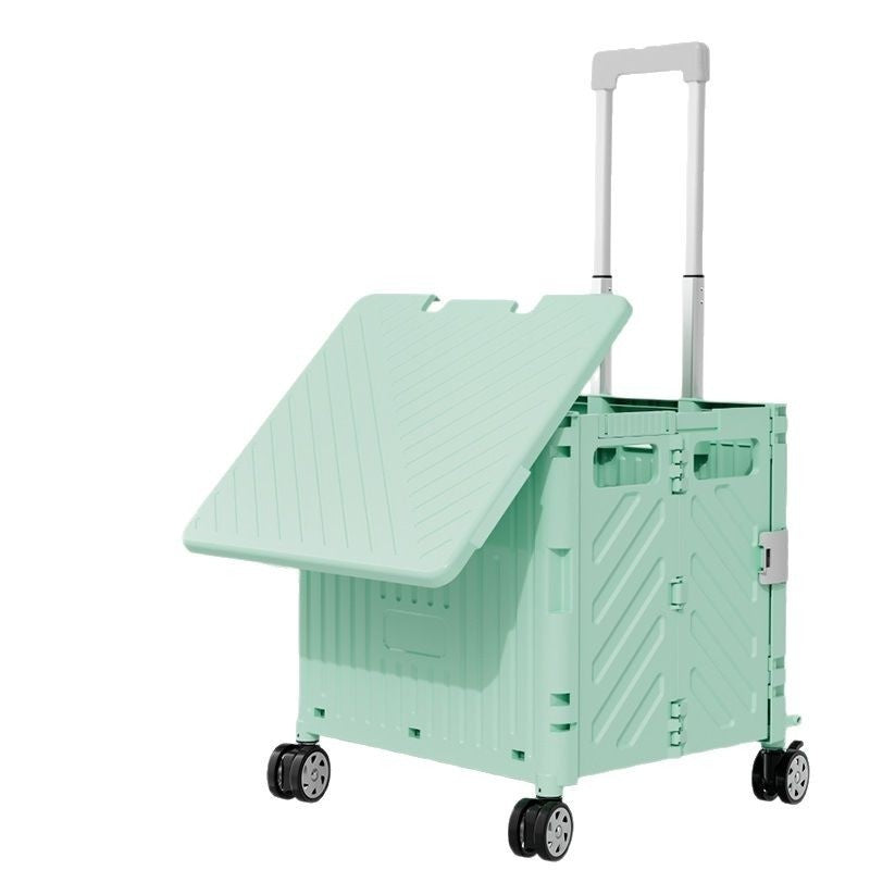 Light green folding cart with a lid on a white background