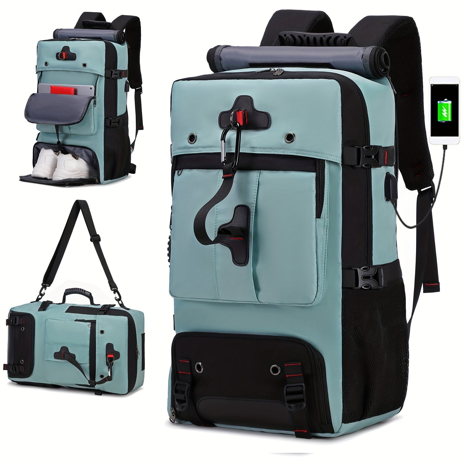 Airline Approved Travel Backpack: USB, Shoe & 17.3" Laptop Sleeve