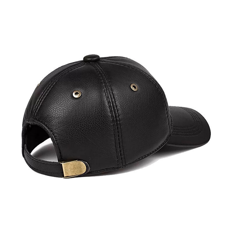 Men’s Warm Sheepskin Leather Hat – Windproof Dome Cap