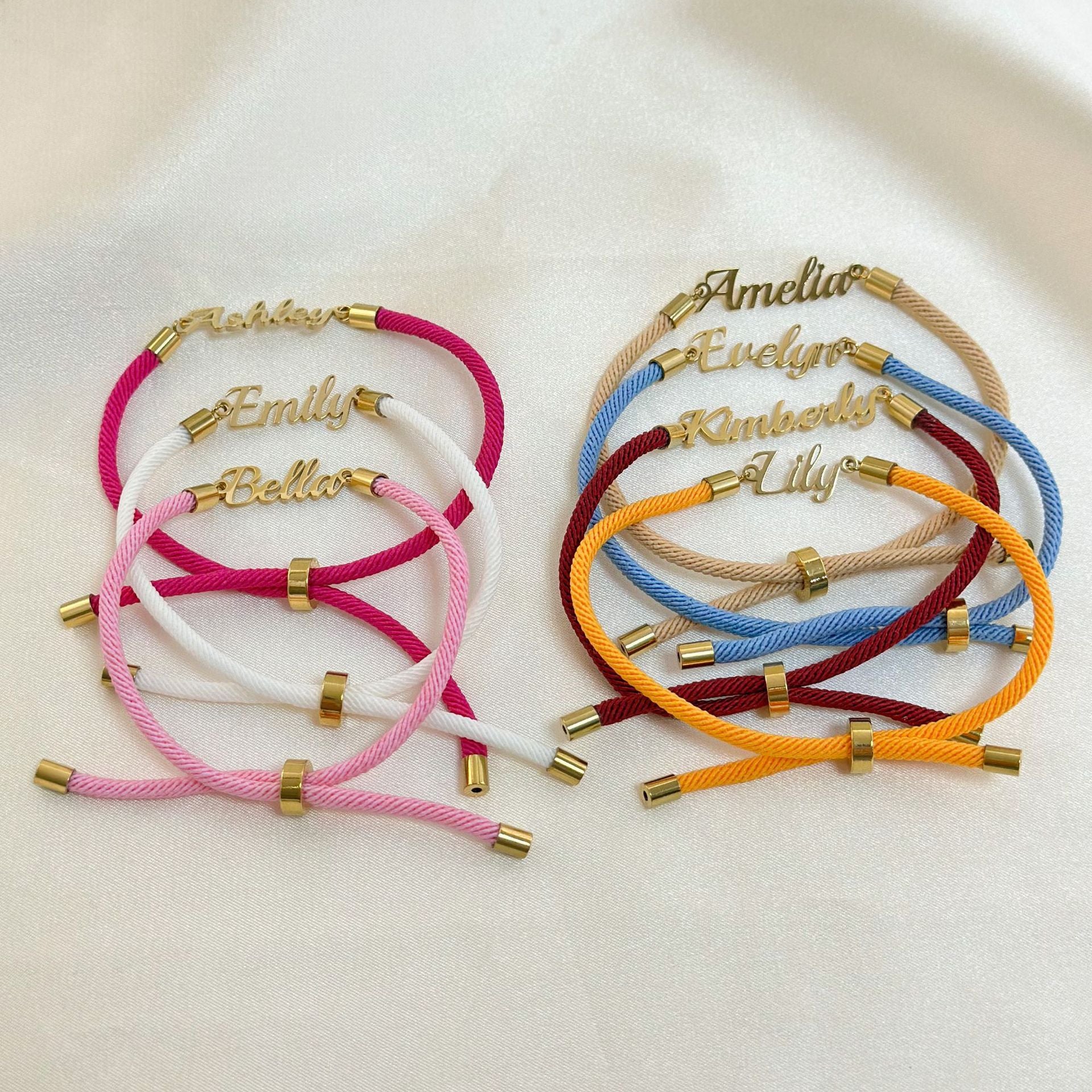 Adjustable Personalized  Name Colorful Rope Chain Custom Bracelet Jewelry