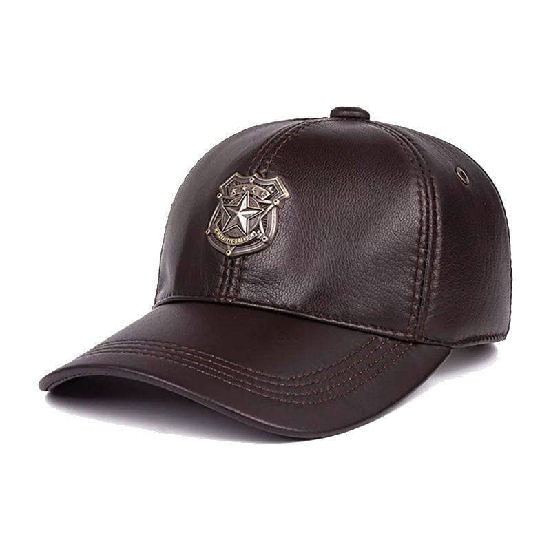 Men’s Warm Sheepskin Leather Hat – Windproof Dome Cap