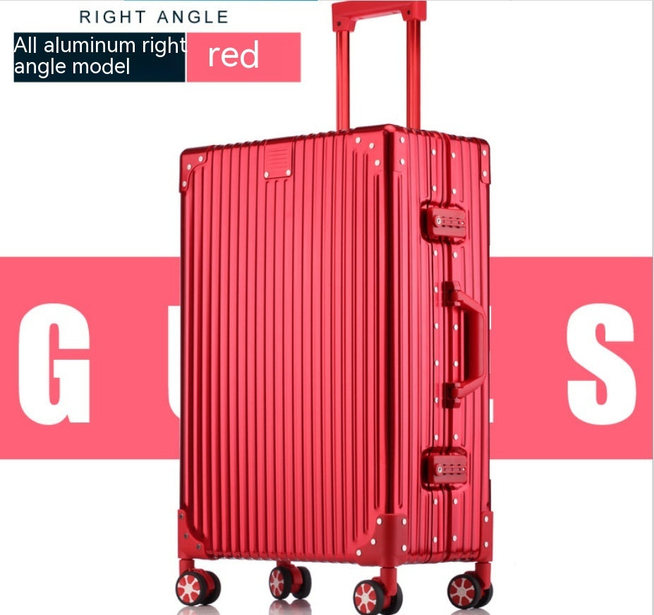 Red suitcase with 'G' and 'S' on a white background