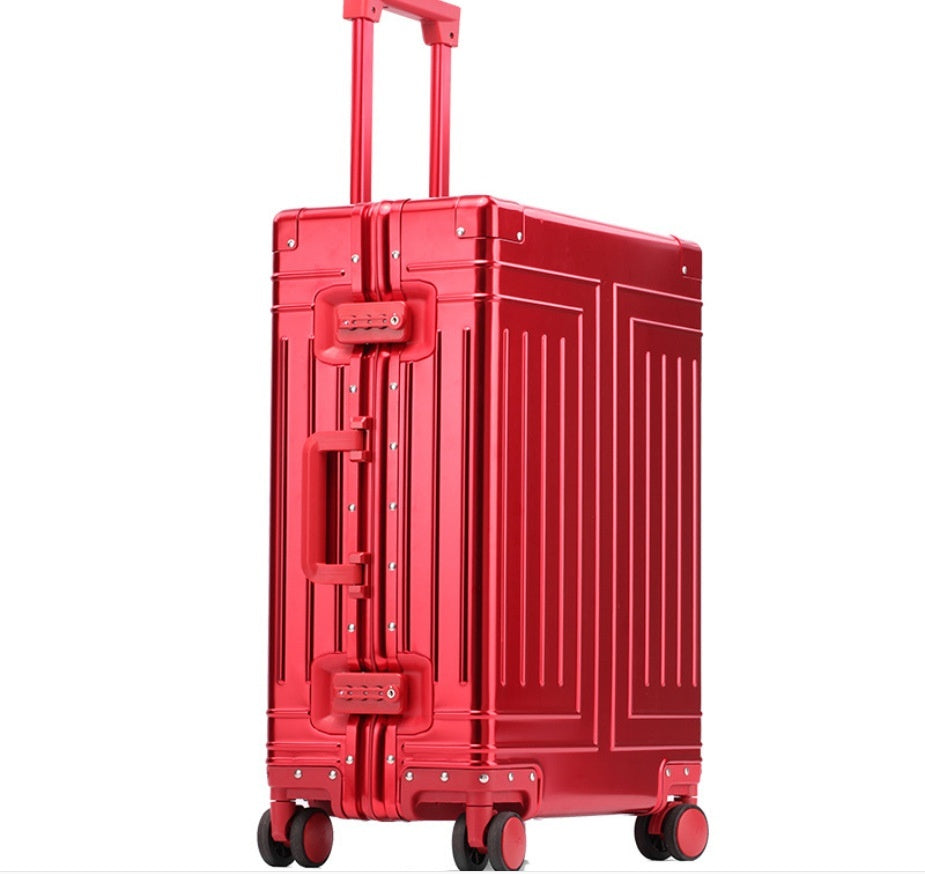 Red suitcase with a white background