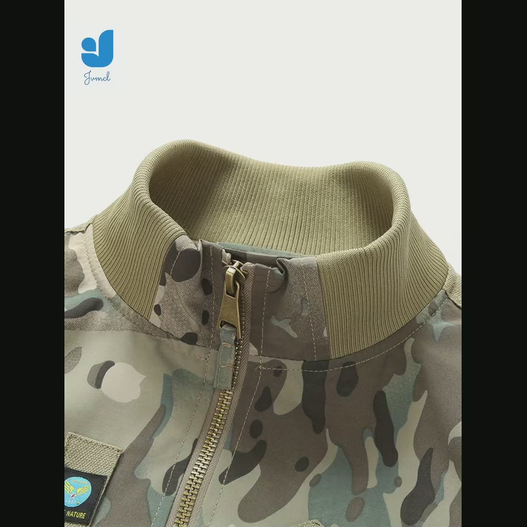 Load video: Men’s Tactical Bomber Jacket – Multi-Pocket Outdoor Style