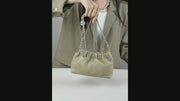 Top Layer Cowhide Texture Pleated Cloud Bag Women's Shoulder Crossbody
