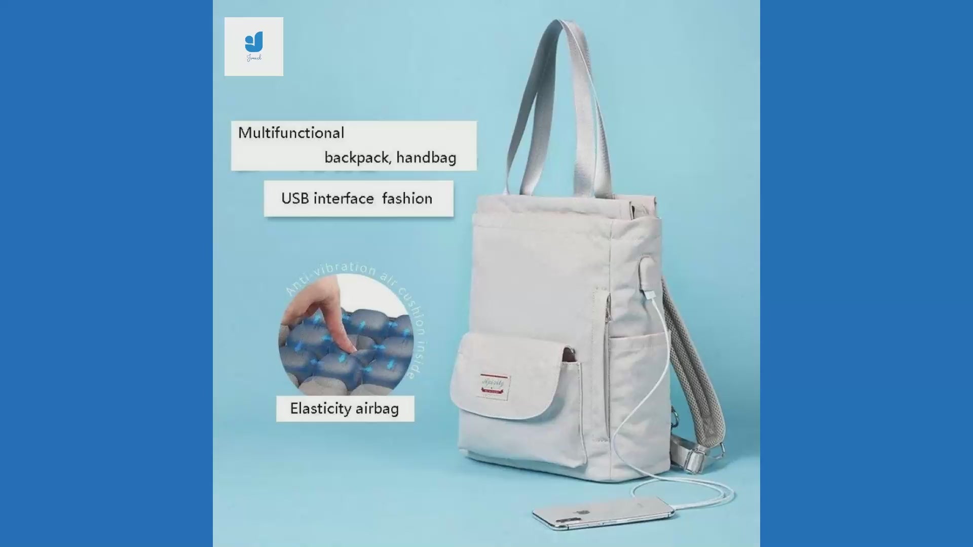 Load video: Waterproof Stylish Laptop Backpack for Women - Korean Fashion Oxford Canvas with USB Port video