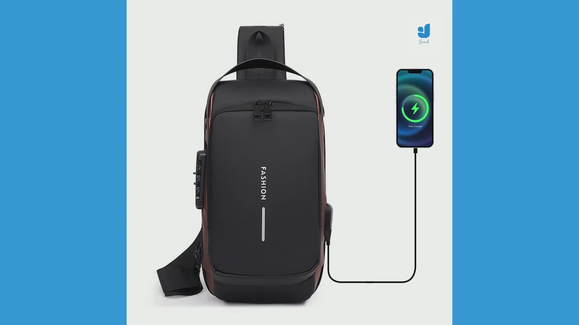 Load video: Men&#39;s Anti-Theft Chest Bag - USB Charging Crossbody for Travel &amp; School