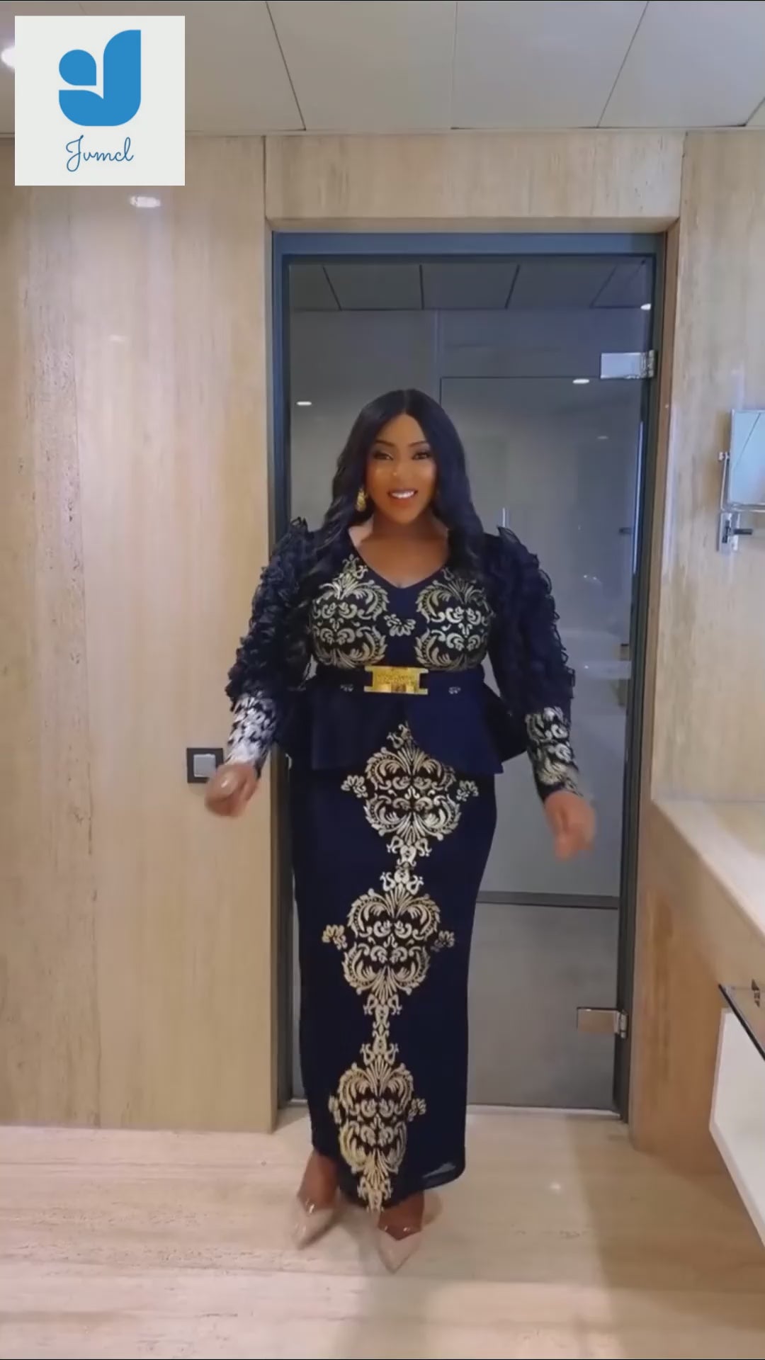 Load video: New Fashion Plus Size Sequin Evening Party Long Dress –African Dresses for Women