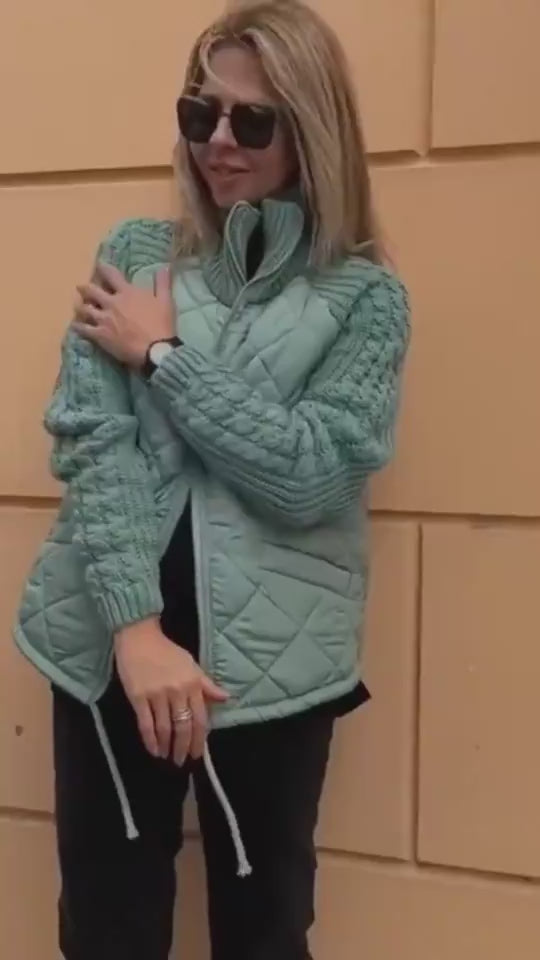 Load video: Winter Stand Collar Cotton Jacket with Pockets – Warm Fashion Zipper Coat for Women